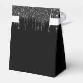 Vrijgezellenfeest zwarte zilverglitterballonnen bedankdoosjes (Achterkant)