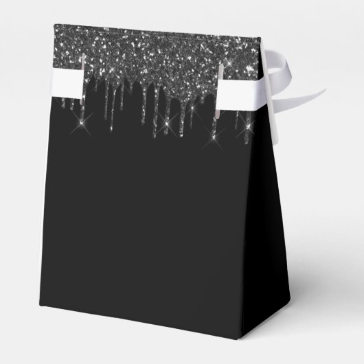 Vrijgezellenfeest zwarte zilverglitterballonnen bedankdoosjes (Achterkant)