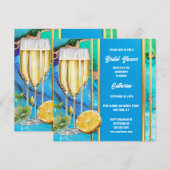 Vrijgezellenfeest zwembad strand partij bubbels zo feestdagenkaart (Voorkant / Achterkant)