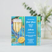 Vrijgezellenfeest zwembad strand partij bubbels zo feestdagenkaart (Staand voorkant)