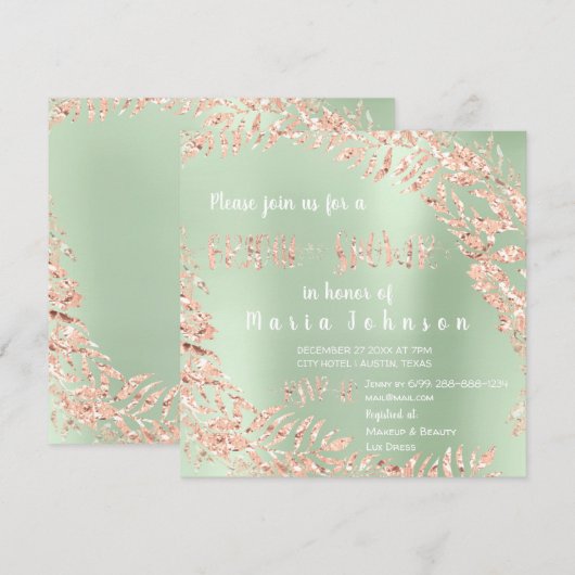 Vrijgezellenfeesten bladeren krans roze rose munt  kaart (Voorkant / Achterkant)