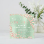 Vrijgezellenfeesten bladeren krans roze rose munt  kaart (Staand voorkant)