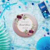 Vrijgezellenfeesten bloemen burgundy cinnamon roos papieren bordje (Feest)