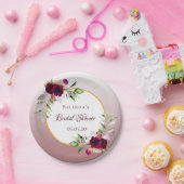 Vrijgezellenfeesten bloemen burgundy cinnamon roos papieren bordje (Feest)