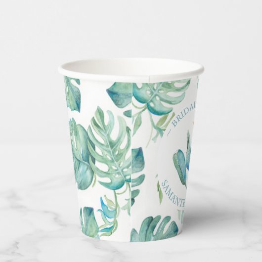 Vrijgezellenfeesten papieren bekers tropische bloe (Rechts)