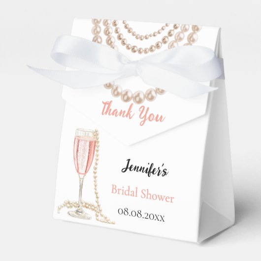 Vrijgezellenfeesten parels Prosecco roze bubbels Bedankdoosjes (Voorkant Zijde)