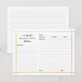 Vrijgezellenfeesten receptenkaart, eenvoudig goude briefkaart (Voorkant / Achterkant)