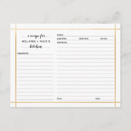 Vrijgezellenfeesten receptenkaart, eenvoudig goude briefkaart