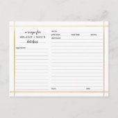 Vrijgezellenfeesten receptenkaart, eenvoudig goude briefkaart (Voorkant)