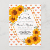 Vrijgezellenfeesten zonnebloemen roos gouduitnodig briefkaart (Voorkant)