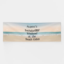 Vrijgezellenstrandfeest bij het huttenbanner spandoek