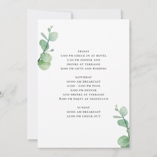 Vrijgezellenweekend. Eucalyptus Elegant reisschema Kaart