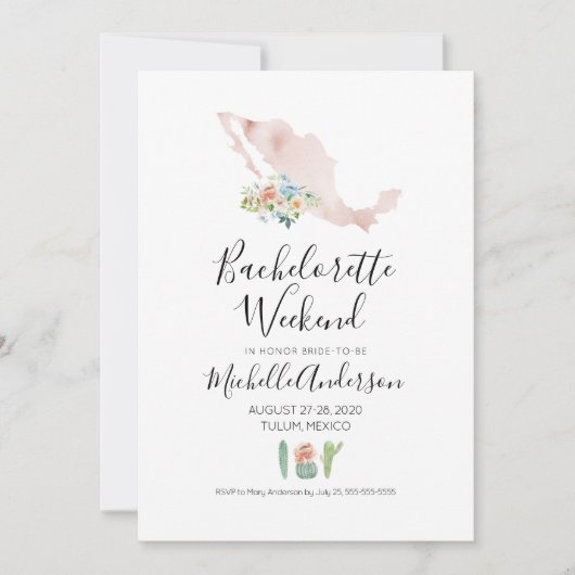 Vrijgezellenweekend in Mexico Uitnodiging (Voorkant)