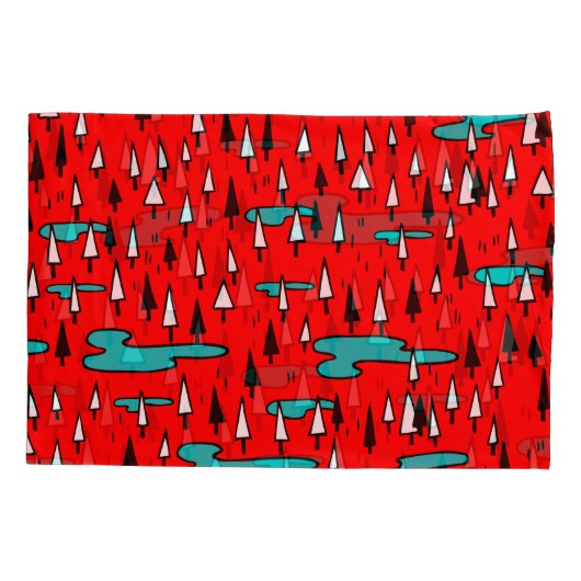 Vrijhandige bomen: Scandinavisch kerstpatroon. Kussensloop (Achterkant)