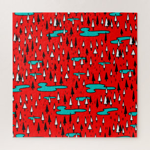 Vrijhandige bomen: Scandinavisch kerstpatroon. Legpuzzel