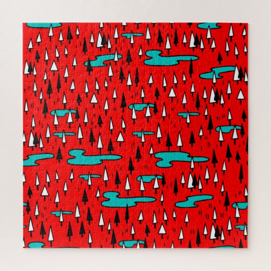 Vrijhandige bomen: Scandinavisch kerstpatroon. Legpuzzel (Verticaal)