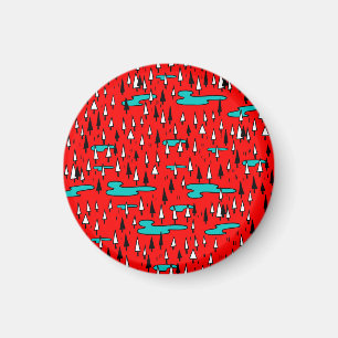 Vrijhandige bomen: Scandinavisch kerstpatroon. Magneet