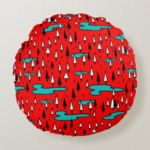 Vrijhandige bomen: Scandinavisch kerstpatroon. Rond Kussen