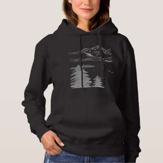 Vrijhandige schets van minimale bergen groenblijve hoodie