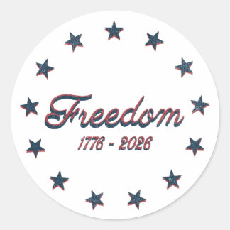 Vrijheid 1776–2026 Amerika 250 Patriottisch Ontwer Ronde Sticker