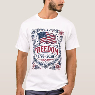 Vrijheid 1776 Patriottisch Vintage Vlag Bloem Shir T-shirt