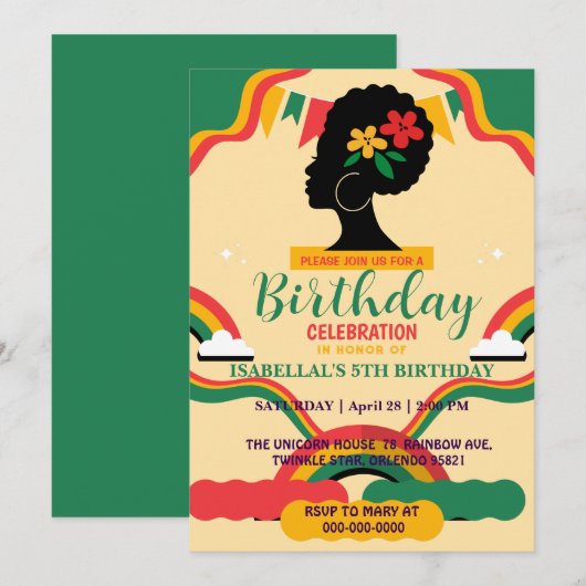 Vrijheid afro zwarte geschiedenis maand Verjaardag Kaart (Voorkant / Achterkant)