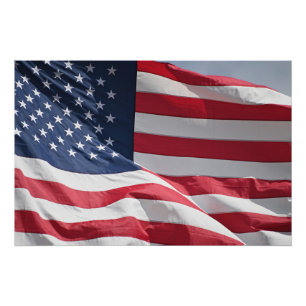 Vrijheid Amerikaanse vlag zwaaien in de wind Perfect Poster