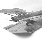 "Vrijheid" Antiek Biplane Black en White Poster (Hoek)