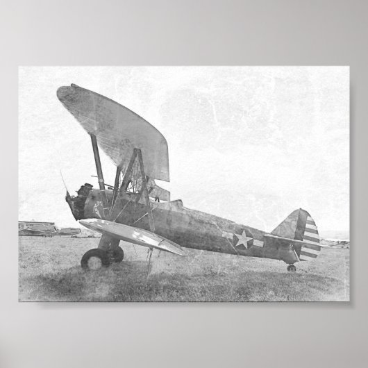 "Vrijheid" Antiek Biplane Black en White Poster (Voorkant)