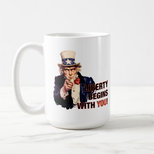 'Vrijheid begint met je' koffie-Mok Koffiemok (Links)