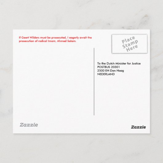 Vrijheid! (Bijgewerkt) Briefkaart (Achterkant)