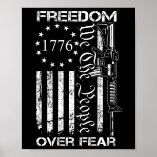 Vrijheid boven vrees Pro wapen Amerika Vlag 2e ame Poster