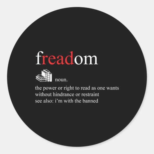 Vrijheid, de macht of het recht om te lezen ronde sticker (Voorkant)