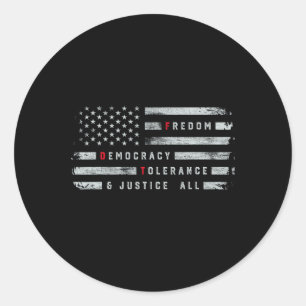 Vrijheid Democratie Tolerantie Rechtvaardigheid Al Ronde Sticker