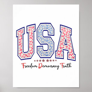 Vrijheid Democratie Waarheid VS Anti-trump 4 juli Poster