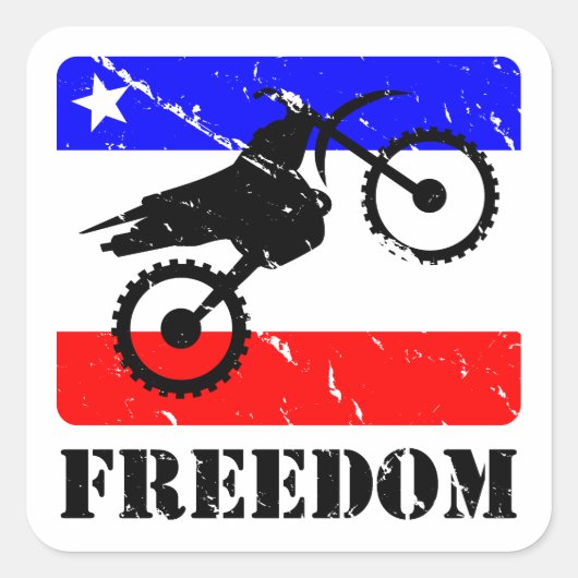 Vrijheid Dirt-Bike FLAIR Vierkante Sticker (Voorkant)