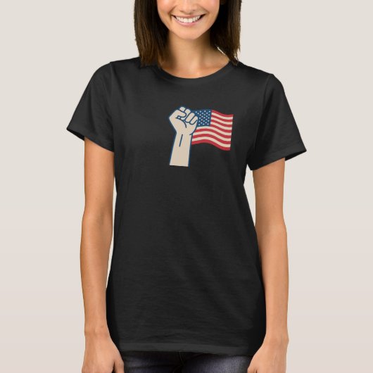 Vrijheid eerst met Amerikaanse vlag kunst T-shirt (Voorkant)