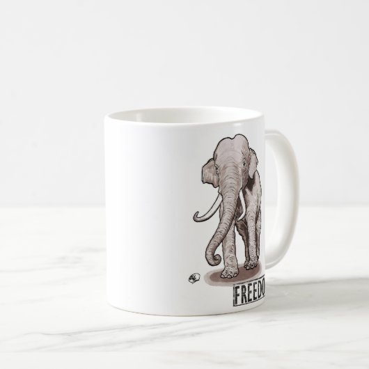 "Vrijheid" Elephant Coffee-Mok Koffiemok (Voorkant rechts)