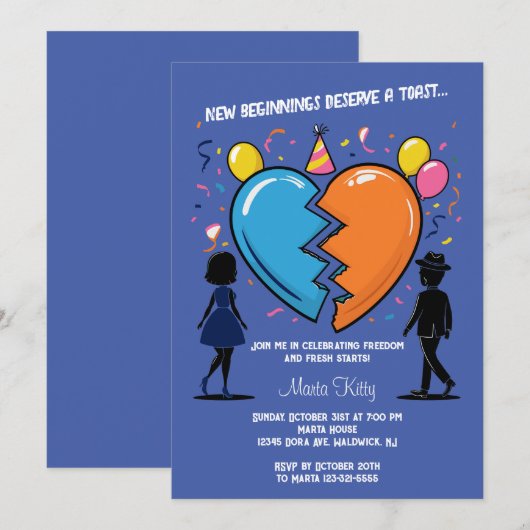 Vrijheid en frisse start vieren - Echtscheiding Kaart (Voorkant / Achterkant)