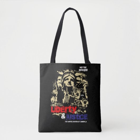Vrijheid en gerechtigheid. Vrijheidsbeeld, Verenig Tote Bag (Voorkant)