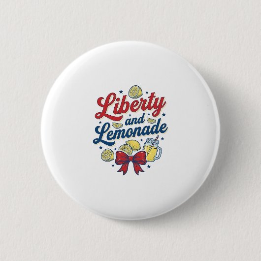 Vrijheid en limonade Patriottisch citroen vector s Ronde Button 5,7 Cm (Voorkant)