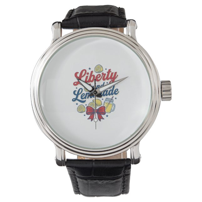 Vrijheid en limonade Patriottische citroen vector  Horloge (Voorkant)
