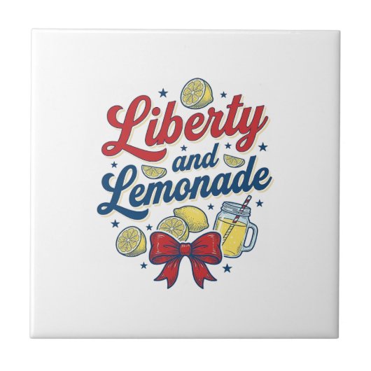 Vrijheid en limonade Patriottische citroen vector Tegeltje (Voorkant)