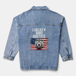 Vrijheid en rechtvaardigheid Patriottische Amerika Denim Jacket