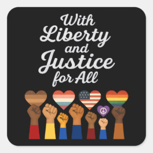 Vrijheid en rechtvaardigheid voor alle protestvrij vierkante sticker