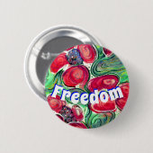 Vrijheid en Rode Bloemen Fantasy Ronde Button 5,7 Cm (Voorkant /achterkant)