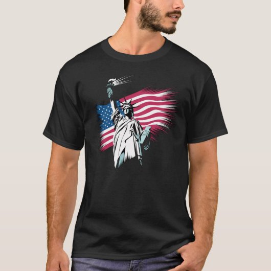 Vrijheid en Vrijheid: Amerikaanse Onafhankelijkhei T-shirt (Voorkant)