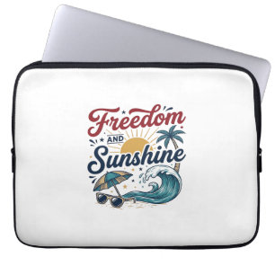 Vrijheid En Zonneschijn Vintage Strand Shirt Ontwe Laptop Sleeve