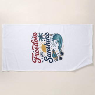Vrijheid En Zonneschijn Vintage Strand Shirt Ontwe Strandlaken
