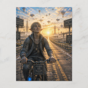 Vrijheid / Fietser / Lege Snelweg Briefkaart